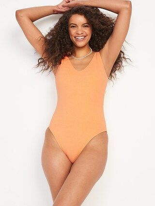 V-Neck Terry One-Piece Swimsuit for Women | Old Navy (US)