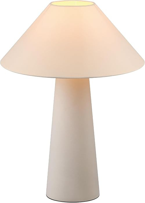 Novogratz x Globe 18" Ceramic Table Lamp, Matte Cream, Off-White Tapered Fabric Shade, in-Line Ro... | Amazon (US)