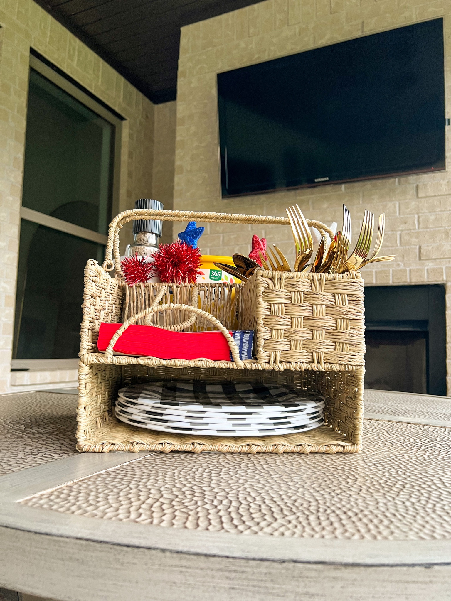 Easy Entertaining! This is great for indoor and outdoor dining. The caddy keeps everything organized for dishing up and is so versatile. Cookout season is upon us and this is great for stocking with your favorite condiments, utensils, napkins, etc. 

Kitchen, dining, organization, Walmart home, hosting, entertaining, tabletop 

#LTKunder50 #LTKhome #LTKSeasonal