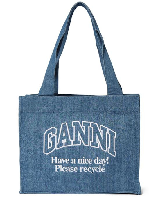 Large easy denim tote bag - GANNI - Women | Luisaviaroma | Luisaviaroma
