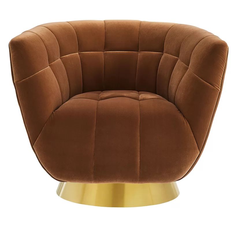 Colyer 34.5'' Wide Tufted Velvet Swivel Barrel Chair | Wayfair North America