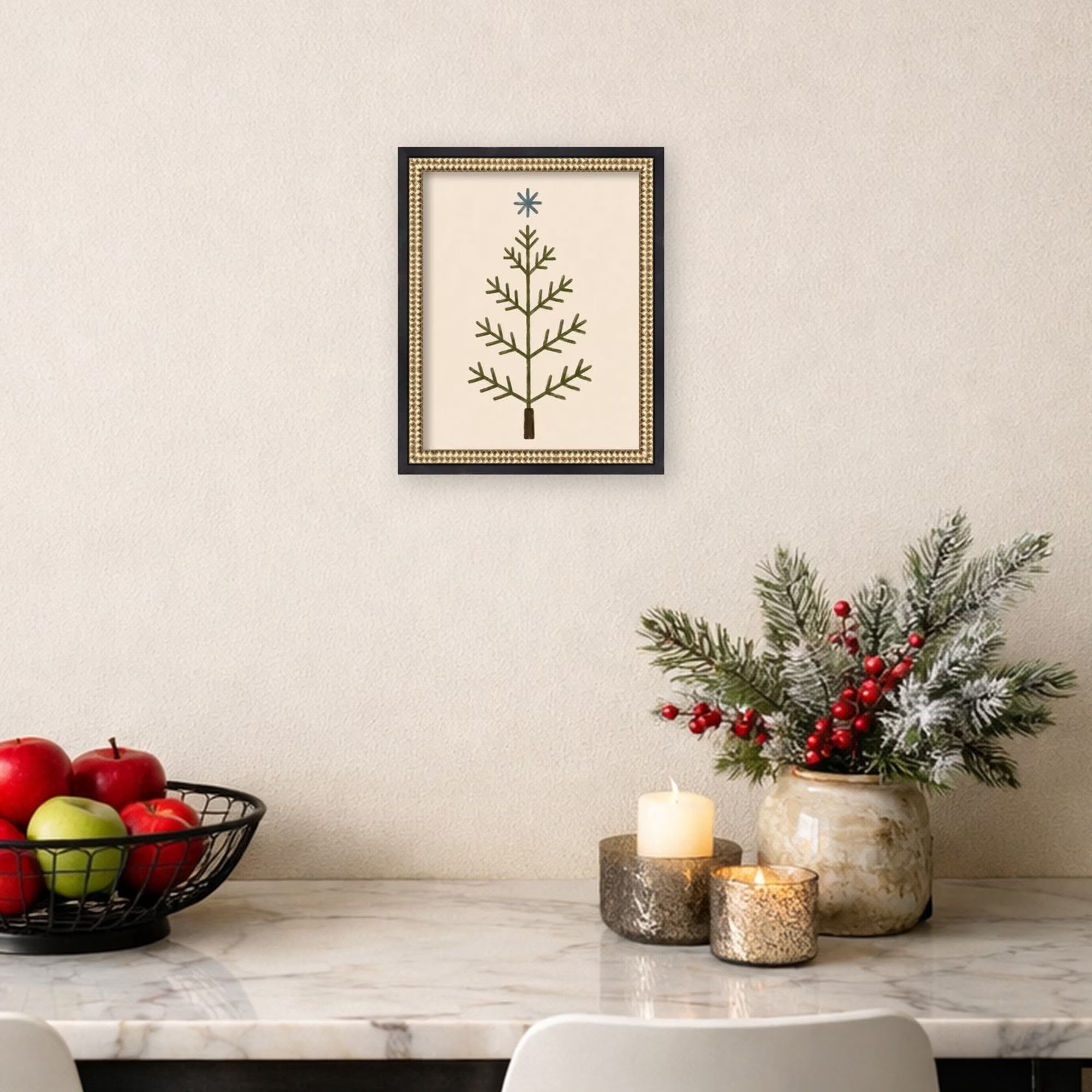 Kate and Laurel Framed Canvas Wall Art Print Scandinavian Tree by Laura Moss, 13 x 16, Castellan Black, Modern, Holidays Holiday Art For Christmas Decor | Walmart (US)