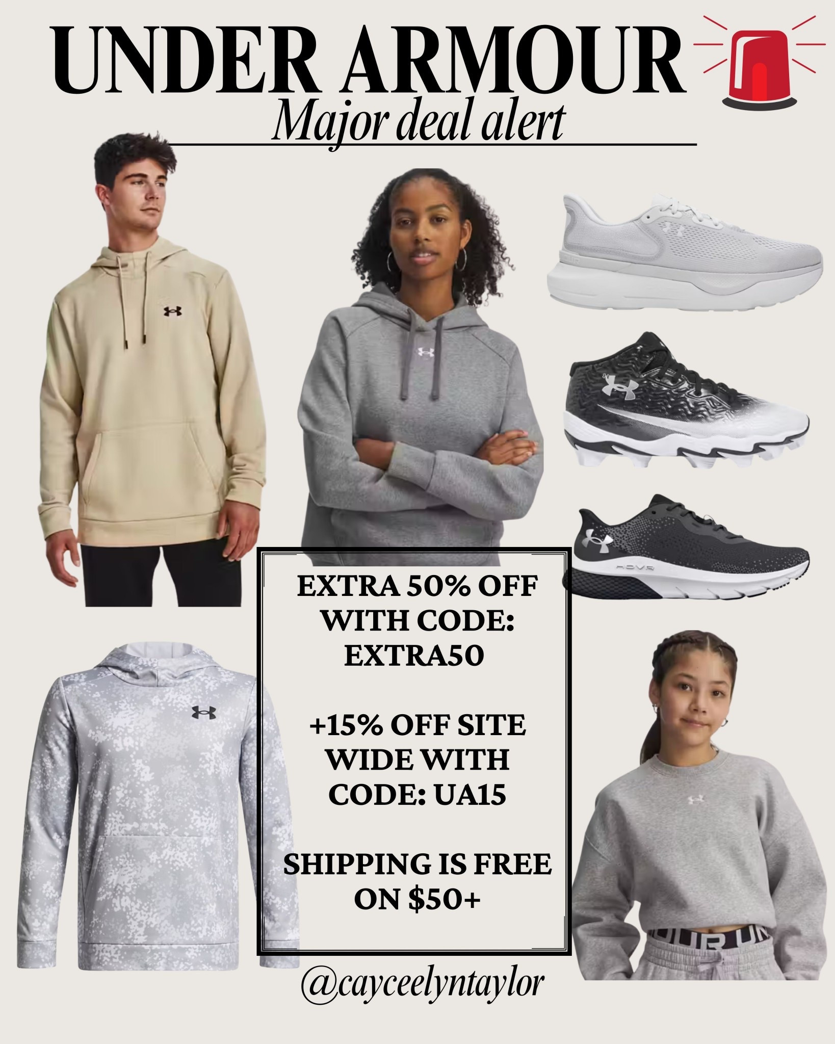 MAJOR SALE ALERT 🚨🚨🚨
Under Armour is having a HUGE SALE with stackable discount codes!!! They have everything you are looking for from clothings, to bags, socks, cleats, and everything in between! I just score HUGE SAVINGS on clothes and shoes for the kids! Extra 50% Off with code EXTRA50 at checkout!! Plus, additional 15% off SITEWIDE with code UA15! AND Shipping is FREE on $50+!!! #ad #underarmourpartner

#LTKKids #LTKSaleAlert #LTKActive