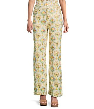 Bailey Rose Floral Print Wide Leg Jeans - M | Dillard's