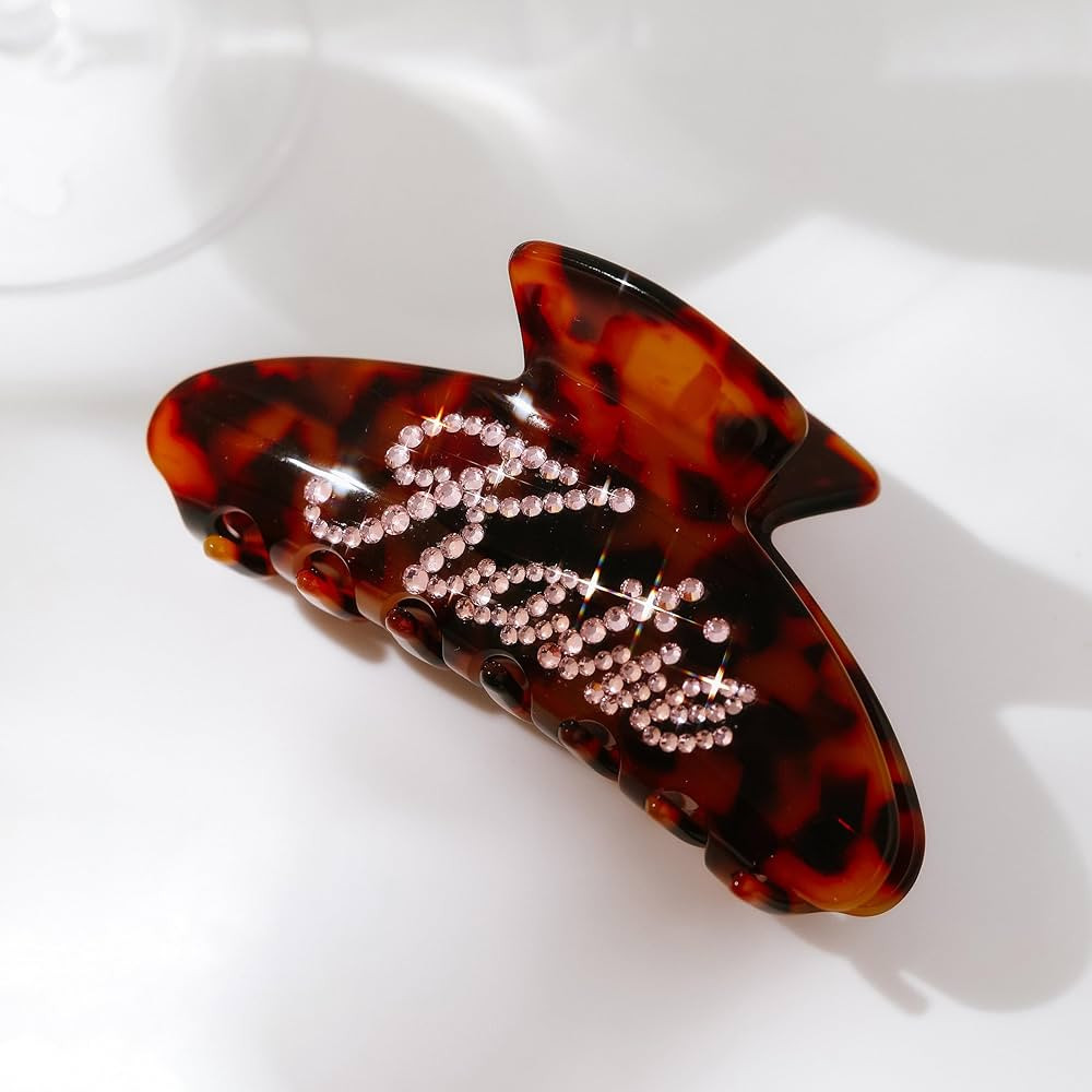 Personalized Rhinestone Hair Claw Barrettes - Custom Name/Number, French Design Cellulose Acetate... | Amazon (US)