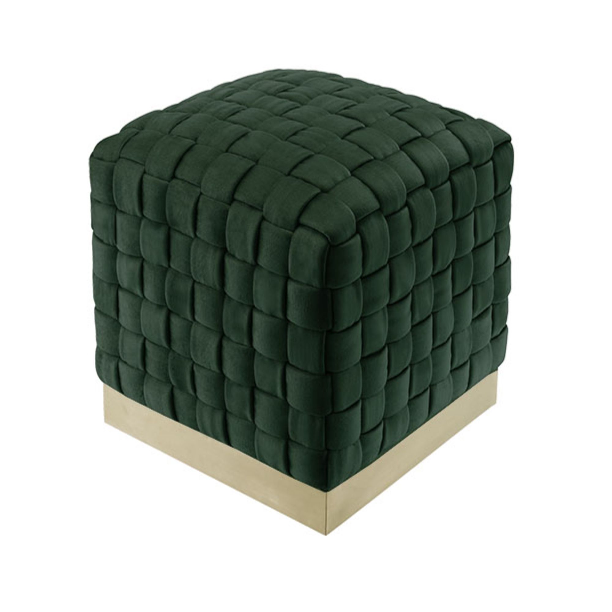 Nicole Miller Janice Velvet Ottoman Hand Woven Gold Stainless Steel Base Cube 1 PC, Hunter Green/... | Walmart (US)