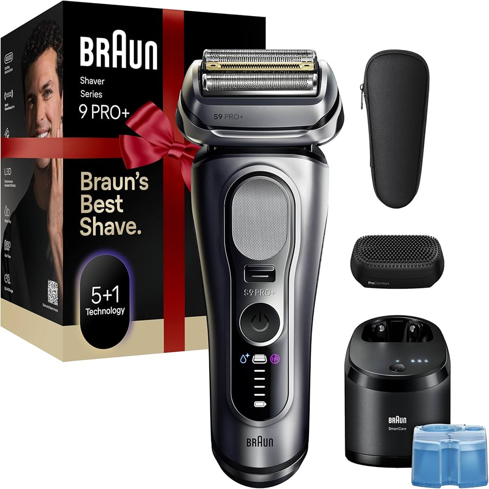 Braun Series 9 PRO+ Electric Shaver, Pro SensoAdapt, 6in1 SmartCare Center, 9697CC, Silver, Holid... | Amazon (US)
