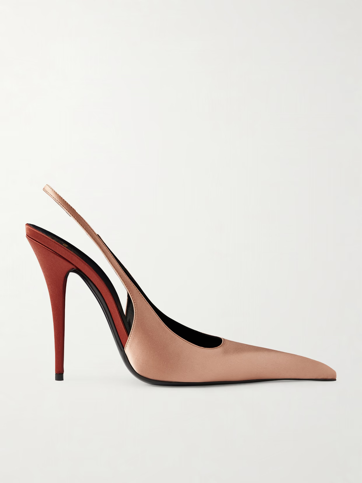 SAINT LAURENT - Deroche Satin Slingback Pumps - Pink | NET-A-PORTER (US)