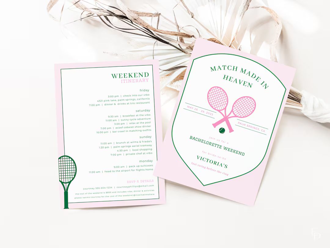 Perfect Match Tennis Bachelorette Weekend Invite and Itinerary - Etsy | Etsy (US)