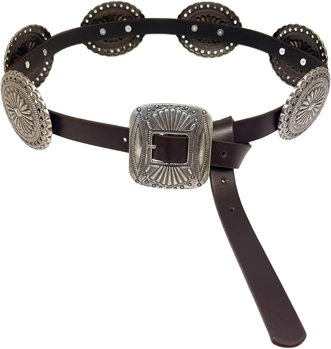 Women-Concho-Waist-Belt Boho Disc Belt Western Cowboy Waist Belts for Jeans Dresses Country Outfi... | Amazon (US)
