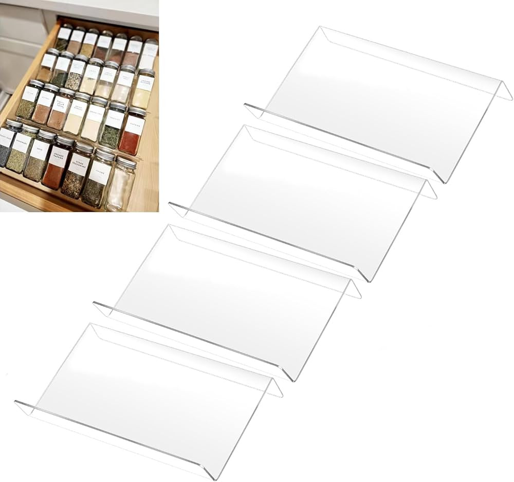 Acrylic Kitchen Spice Rack,Acrylic Spice Organizer,Kitchen Spice Rack Tray for Drawer/Countertop,... | Amazon (US)