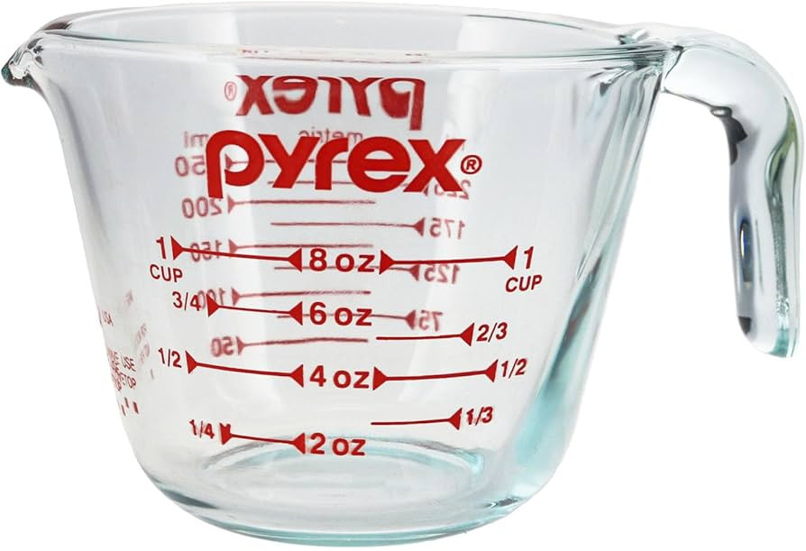 Pyrex Prepware 1-Cup Measuring Cup, Clear with Red Measurements | Amazon (US)