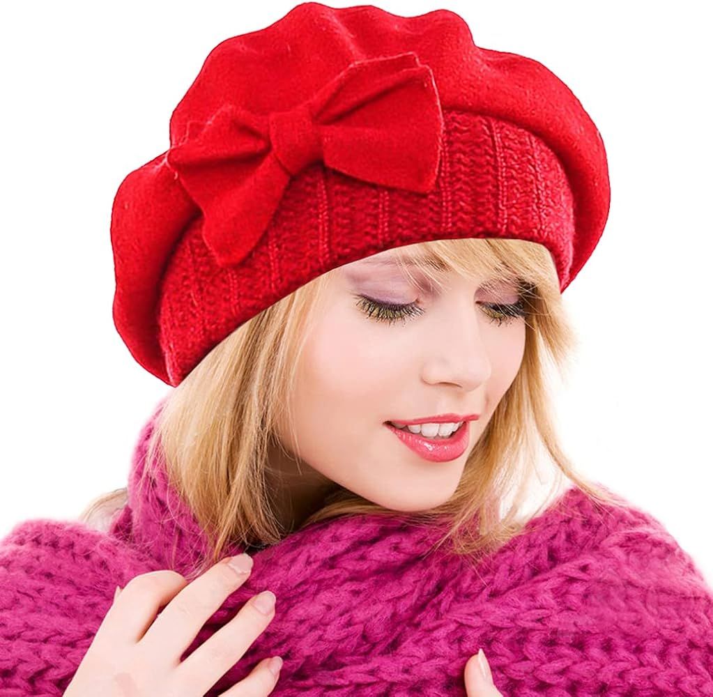 Ruphedy Women Beret Beanie Cute Wool French Beret Winter Dress Hats Hy022 | Amazon (US)