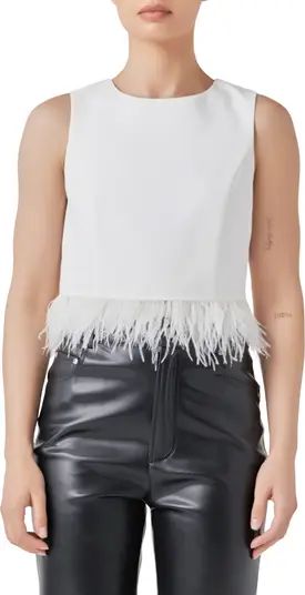 Endless Rose Faux Feather Trim Shell | Nordstrom | Nordstrom