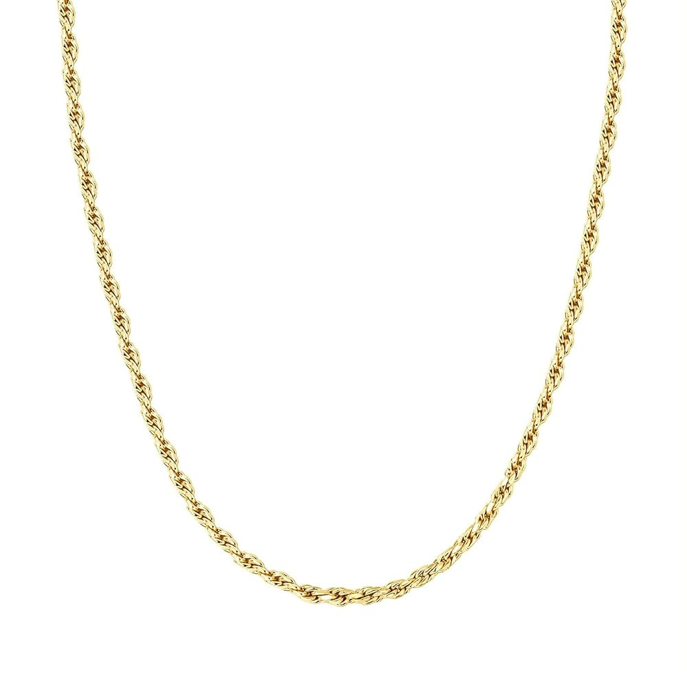 PAVOI 14K Gold Plated Adjustable Link Chain Necklace for Women | Box Rope Sphere Bead Serpentine ... | Amazon (US)