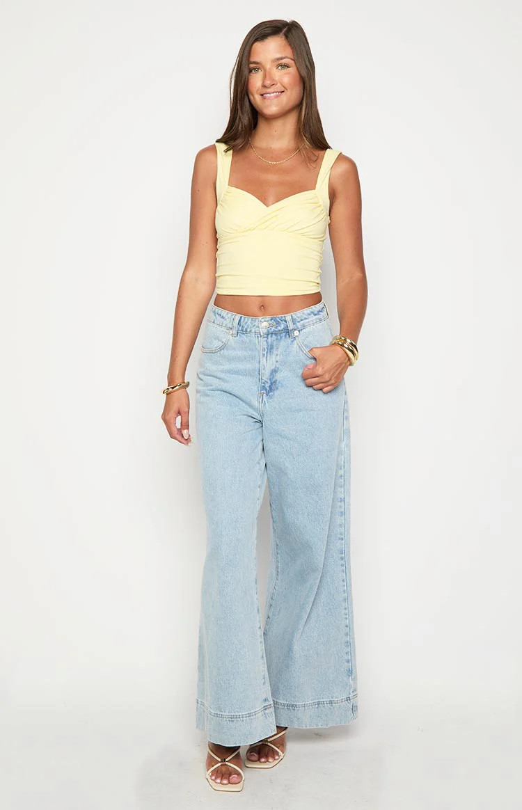 Khali Light Wash Denim Wide Leg Jeans | Beginning Boutique (US)