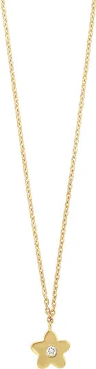 Kids' 14K Gold & Diamond Flower Pendant Necklace | Nordstrom