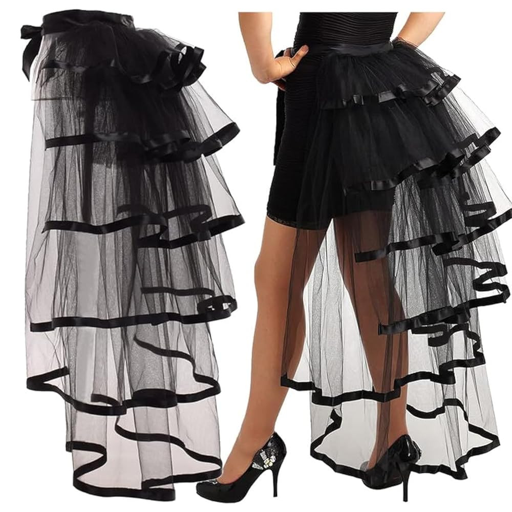 Victorian Steampunk Bustle Skirt 6 Layered Tie-on Belt Tulle Tutu Overskirt | Amazon (US)
