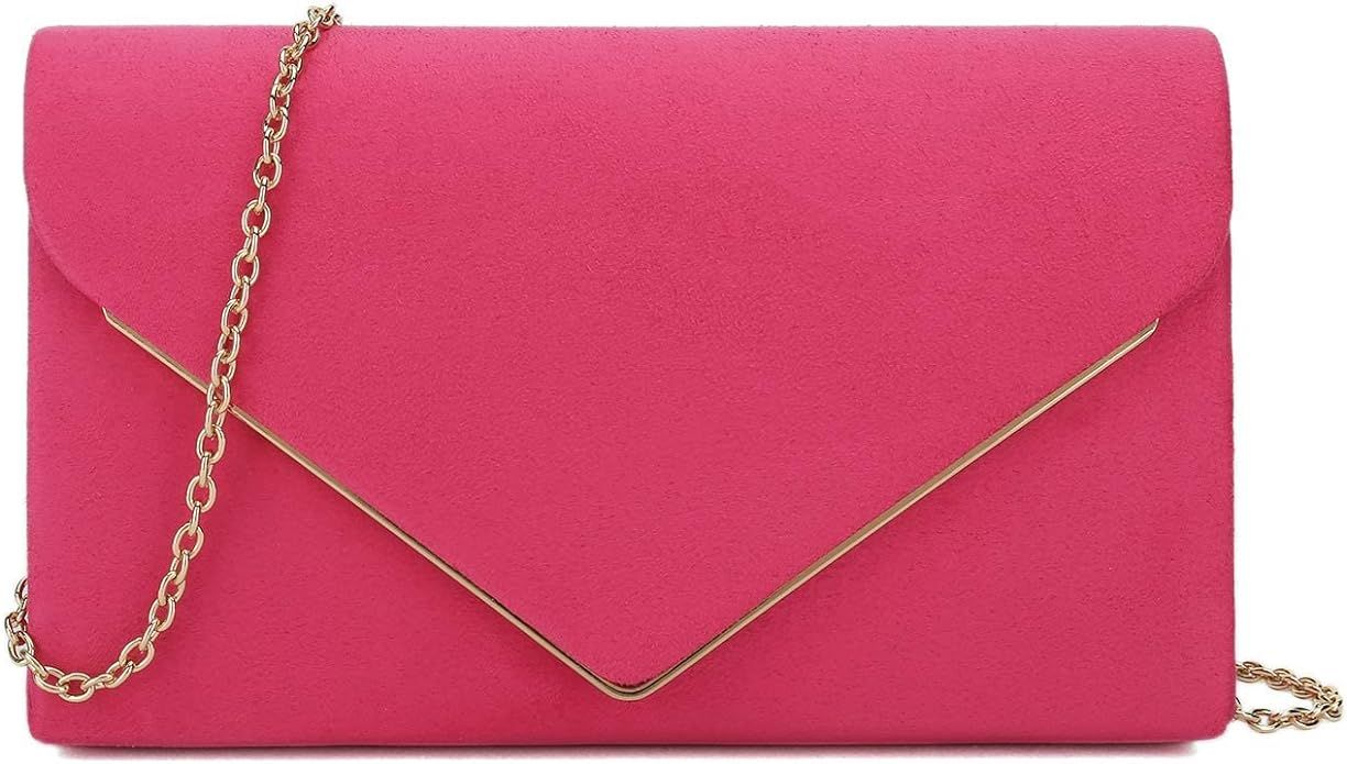 Charming Tailor Faux Suede Clutch Bag Elegant Metal Binding Evening Purse for Wedding/Prom/Black-... | Amazon (US)