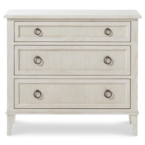 Century Hampton French Country White Wood Wide 3 Drawer Nightstand | Kathy Kuo Home