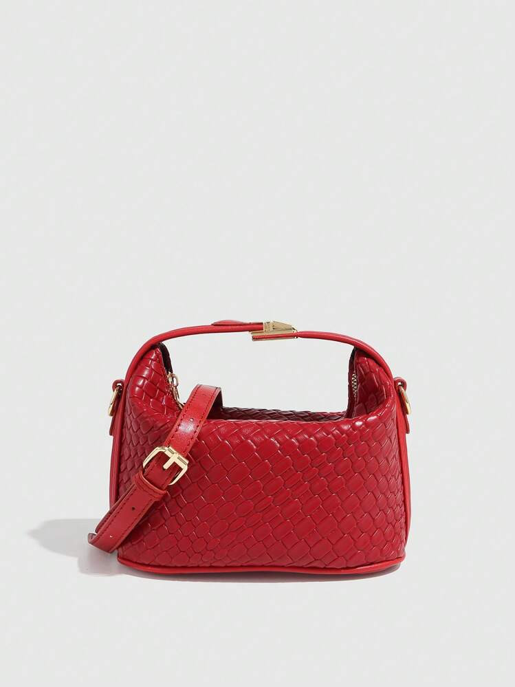 Mini Handbag, Simple Tote Bag, Lock Closure Small Bag, New Woven Textured Satchel, Versatile Cont... | SHEIN