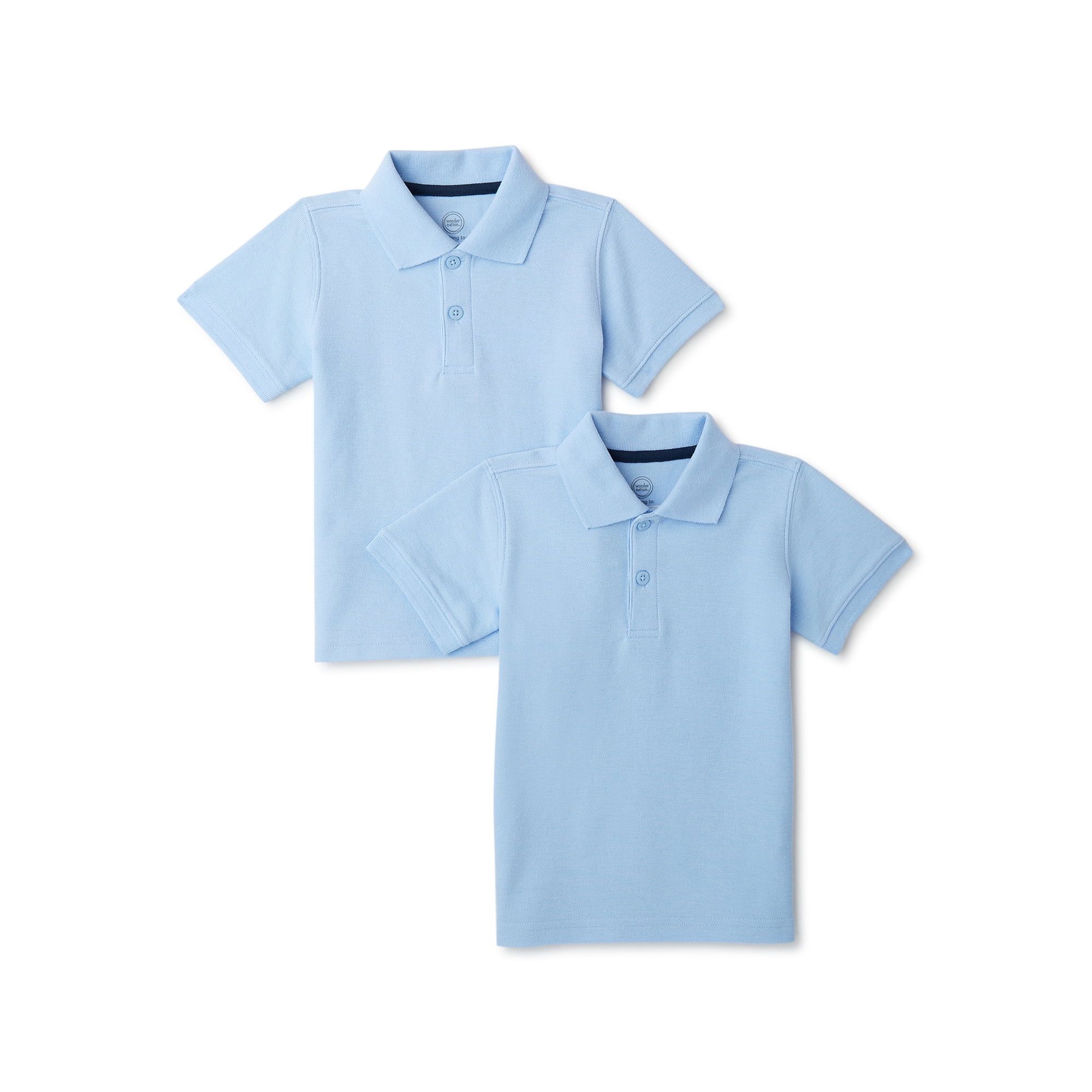 Wonder Nation Toddler Boys School Uniform Short Sleeve Pique Polo Shirt, 2-Pack, Sizes 2T - 5T | Walmart (US)