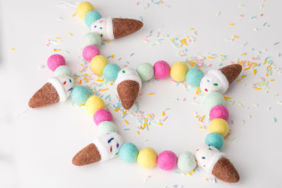Ice Cream Garland Felt Ball Garland Ice Cream Party Felt | Etsy | Etsy (US)