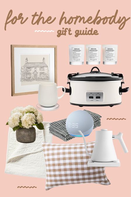 Homebody gift guide for the holidays 🤍 #cozy #giftguide #gifts #home #homebody #crockpot #tea #gingham 

#LTKGiftGuide #LTKCyberWeek #LTKSeasonal