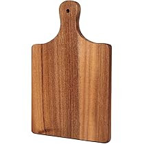 Acacia Wood Serving Board with Handle, Small Size 11" x 8"- Wooden Cutting Chopping Board for Mea... | Amazon (US)