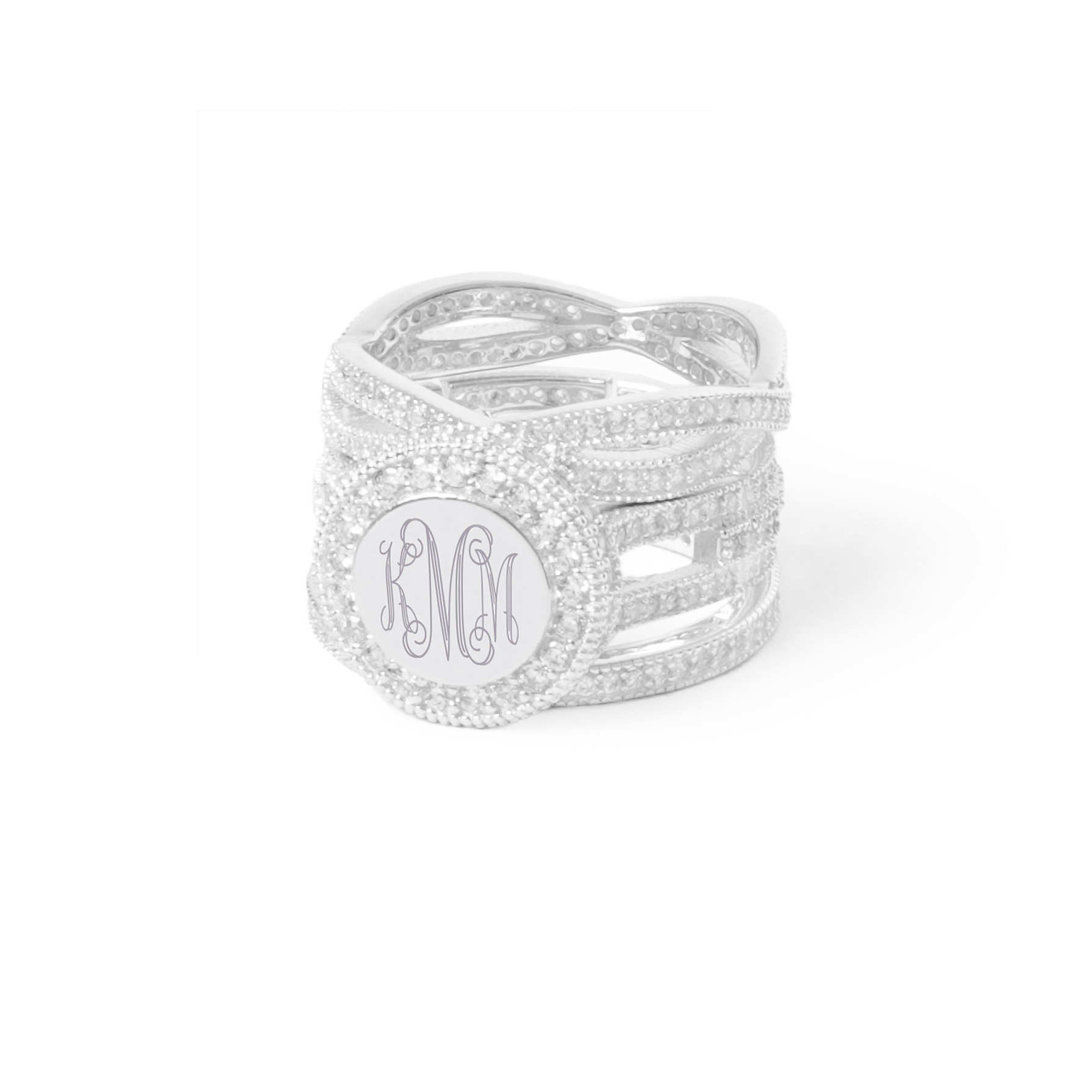 Monogrammed Pave Rhinestone Ring Stack | Marleylilly