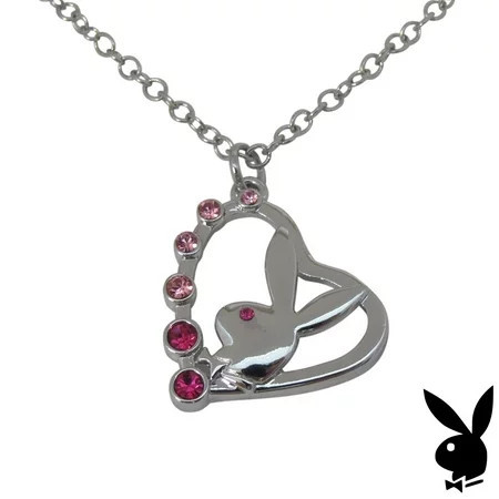 Playboy Necklace Open Heart Bunny Pendant Charm Pink Swarovski Crystals Playmate | Walmart (US)