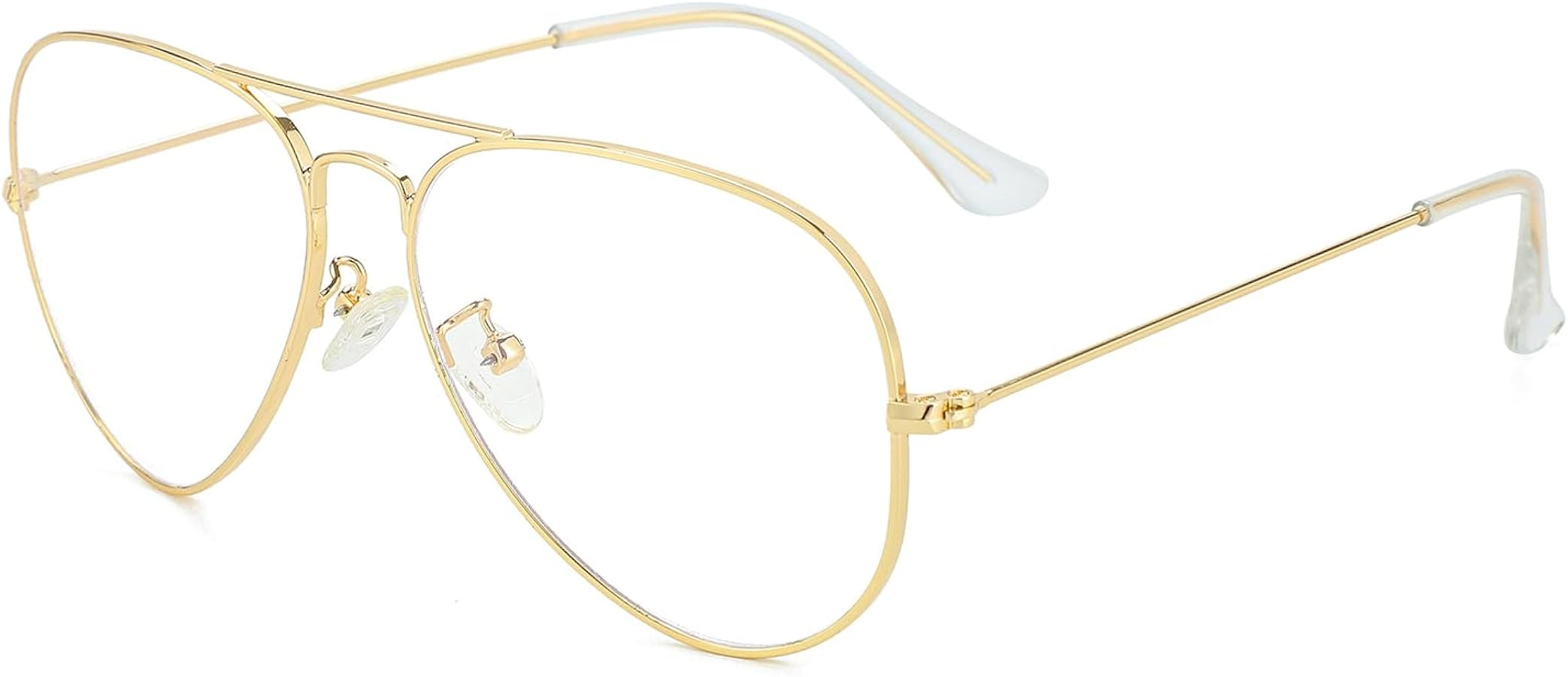 Gleyemor Blue Light Aviator Glasses for Women Men, Metal Frame Anti Blue Light Lens Computer Glas... | Amazon (US)