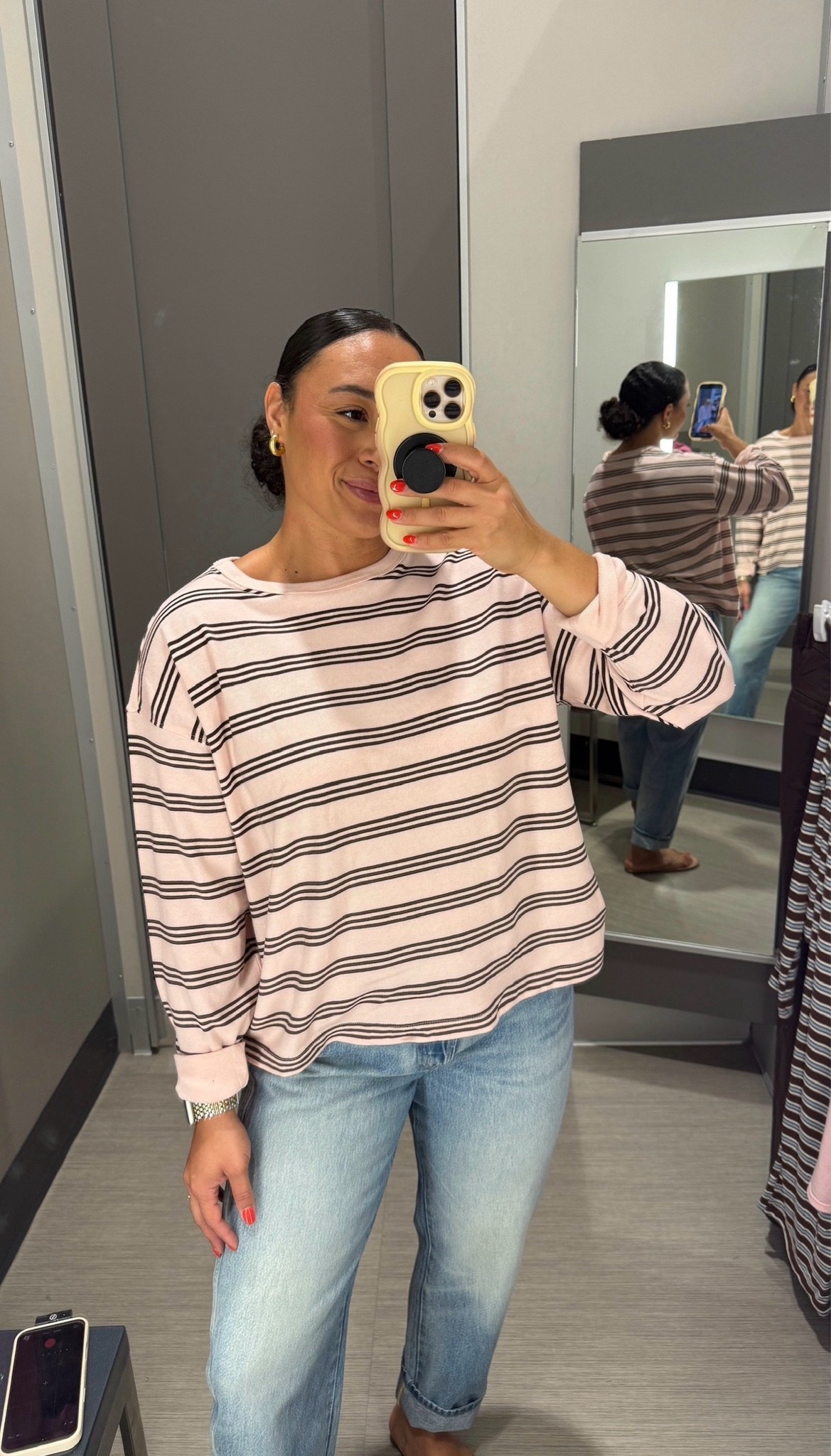 This pink striped long sleeve from Target paired with classic jeans is such an easy fall combination. The soft pink adds a little color while the jeans keep the outfit casual and easy to wear. Add your favorite flats or sneakers for errands, lunch, or a laid-back weekend.

#LTKdayinmylife #LTKgrwm #LTKootd