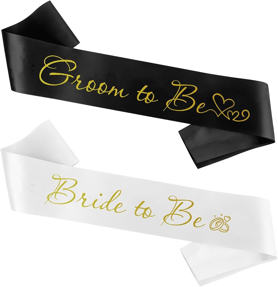 Bride Sash White Groom To Be Sash Black Bridal Shower Band Set 2 Pcs Wedding Shower Decor Wedding... | Amazon (US)