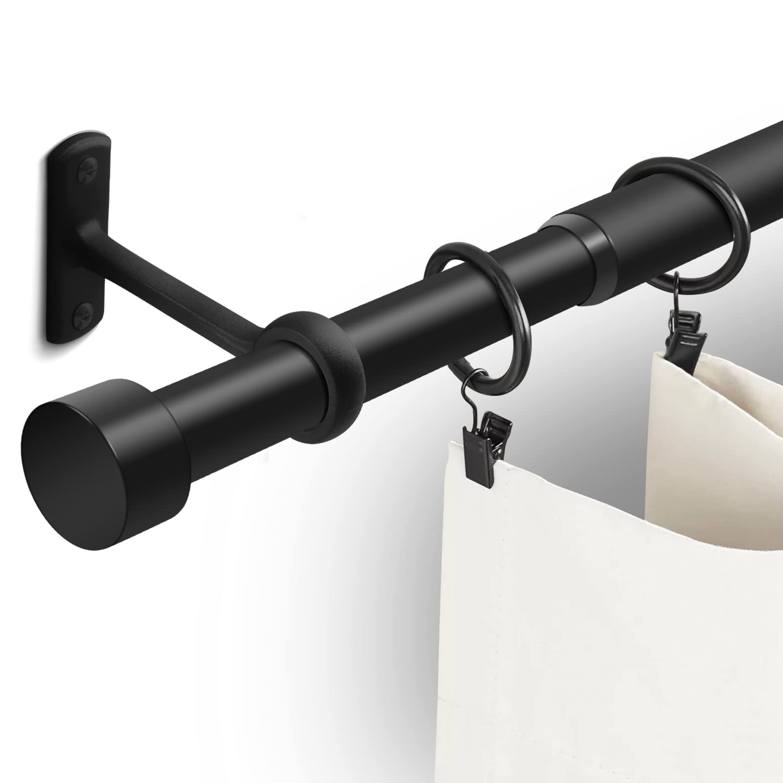 1 Inch Curtain Rods for Windows, 32 to 144 Black Rustic Rod Set, Modern Design Drapery with Brack... | Amazon (US)