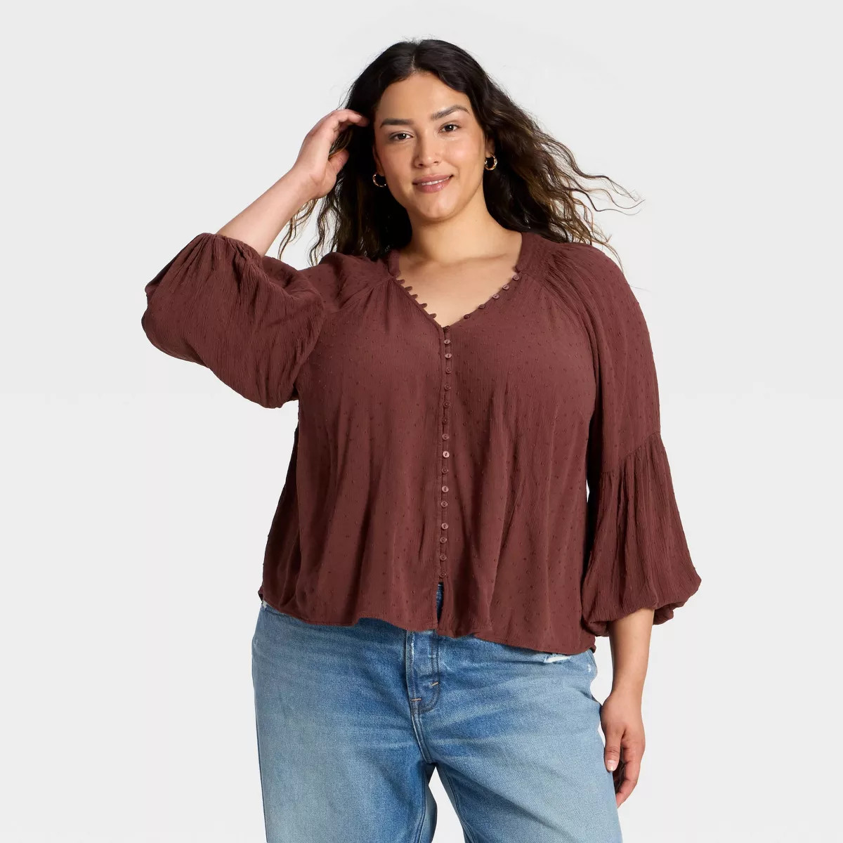 Women's Balloon Long Sleeve Button-Down Blouse - Universal Thread™ | Target