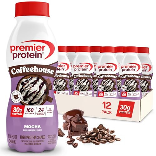 Premier Protein COFFEEHOUSE Mocha Protein Shake with Caffeine – 30g Protein, No Added Sugar, 24 Vitamins & Minerals, Coffee Beverage for Energy, Gluten-Free, 11.5 fl oz (12 Pack) | Amazon (US)