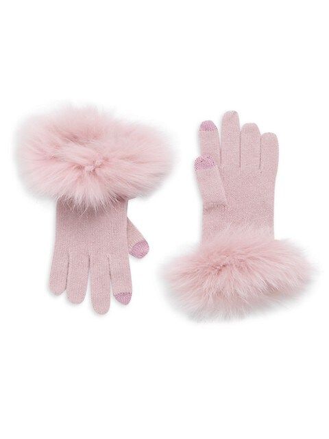 Fur-Trim Cashmere Touchscreen Gloves | Saks Fifth Avenue