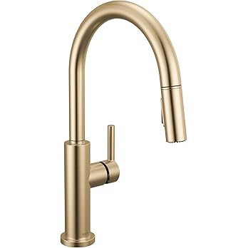 Nicoli Brushed Gold Kitchen Faucet with Pull Down Sprayer, Modern Single Hole Kitchen Sink Faucet... | Amazon (US)