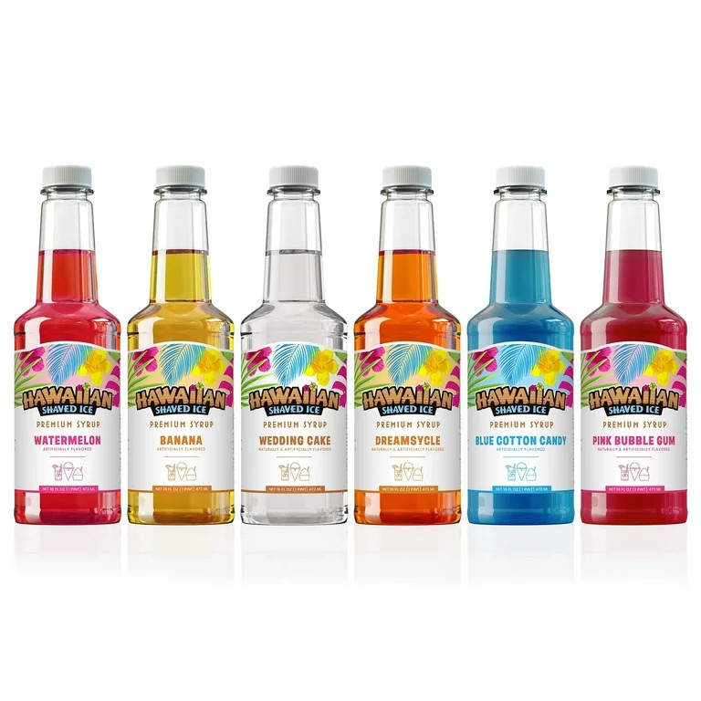 Hawaiian Shaved Ice Snow Cone Syrup - The Summertime Pack - 6 Pack (16 fl oz each) | Walmart (US)