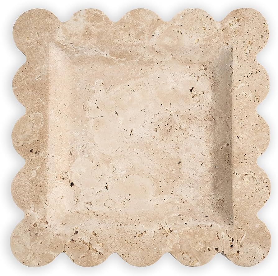 Travertine Scalloped Marble Tray Catch All by Ceremony Home | Amazon (US)