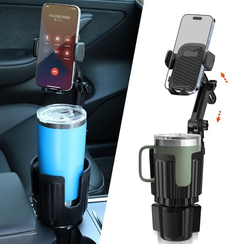 Newlest 2 in 1 Phone Mount for Car Cup Holder with Adjustable Base, Holders for Car Cupholder, No Shaking 360° Flexible Neck Phone Mount for All 4-7” Smartphones, Cup Holder for Most Bottles | Amazon (US)