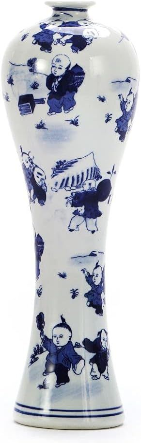 13" China Ceramic Vase Blue and White Porcelain Chinese Handmade Decorative Flower Vase for Livin... | Amazon (US)