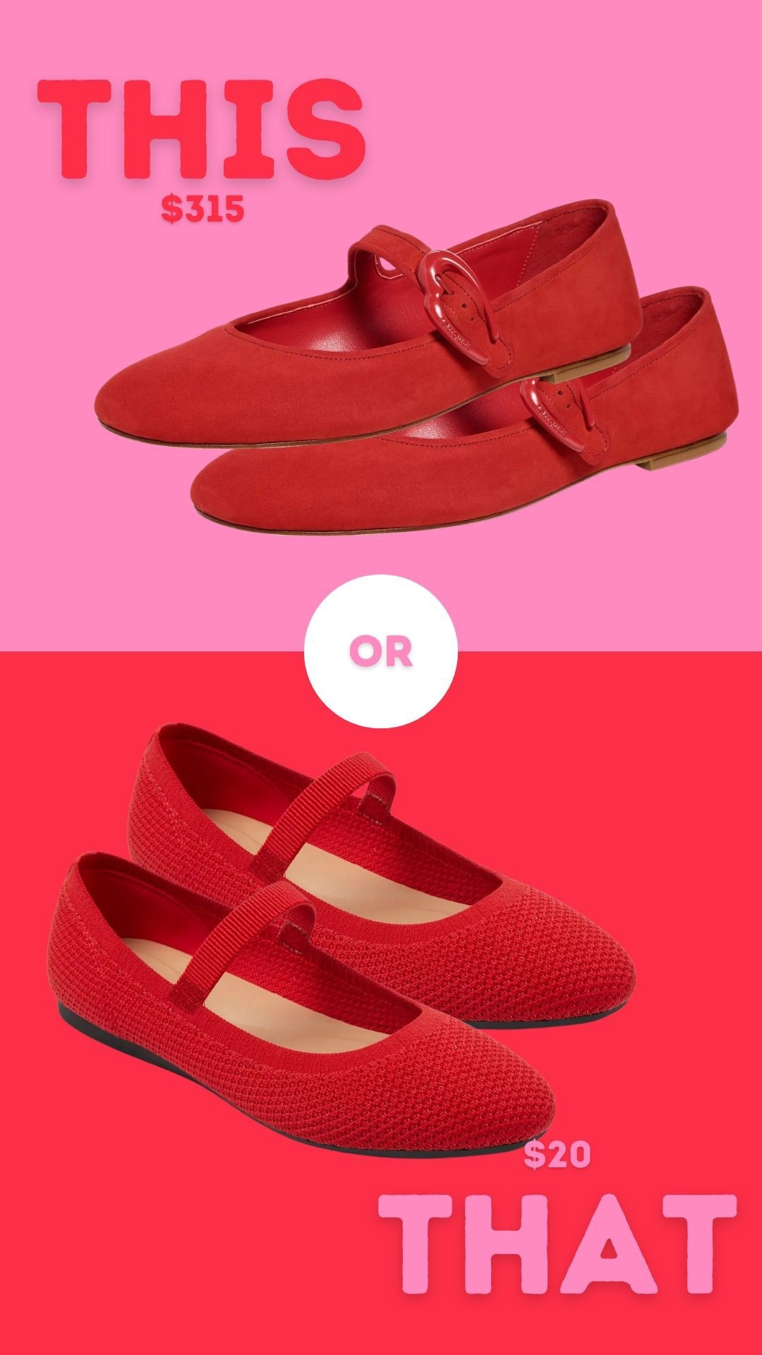 this or that red ballet flats … 

#LTKStyleTip #LTKShoeCrush #LTKFindsUnder50
