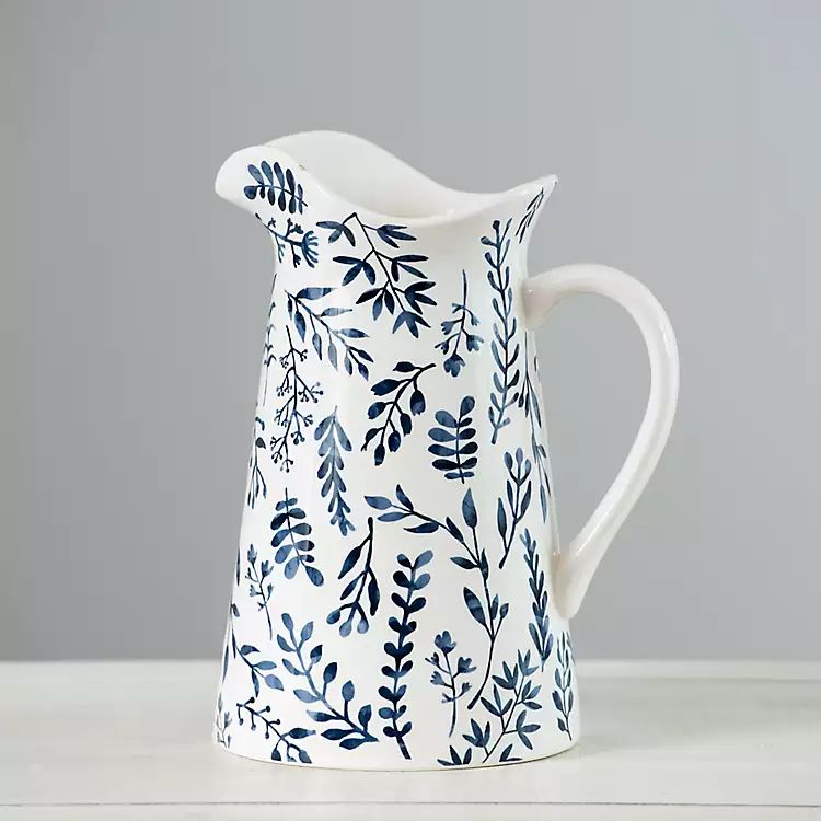 White and Blue Vines Pitcher | Kirkland's Home