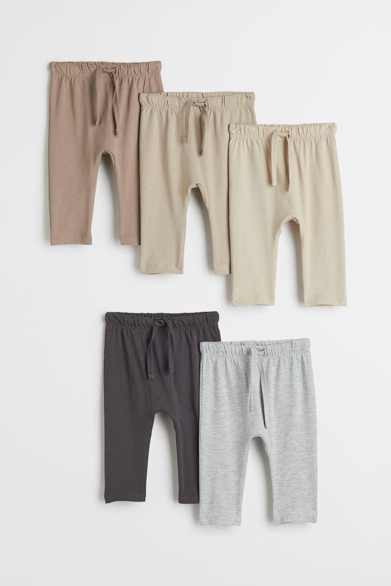 5-pack Cotton Jersey Joggers - Light beige/taupe - Kids | H&M US | H&M (US + CA)