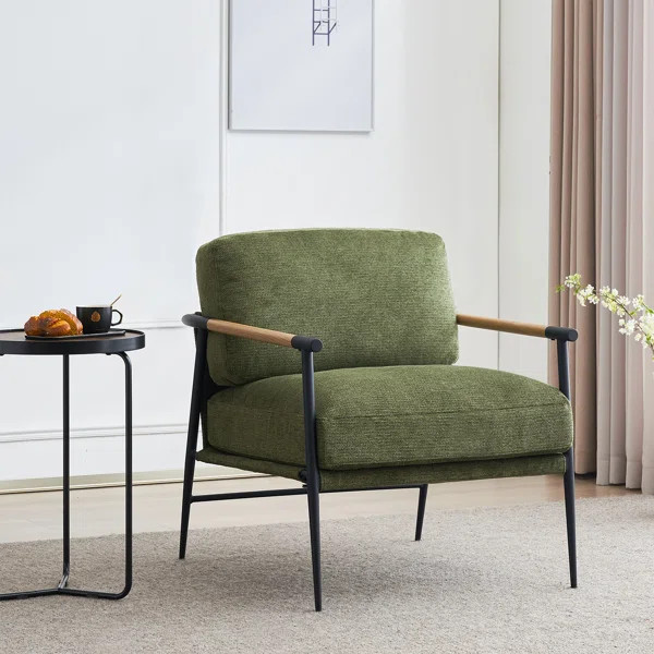 Dajauna 27.75'' Wide Modern Metal Frame Velvet Accent Armchair | Wayfair North America
