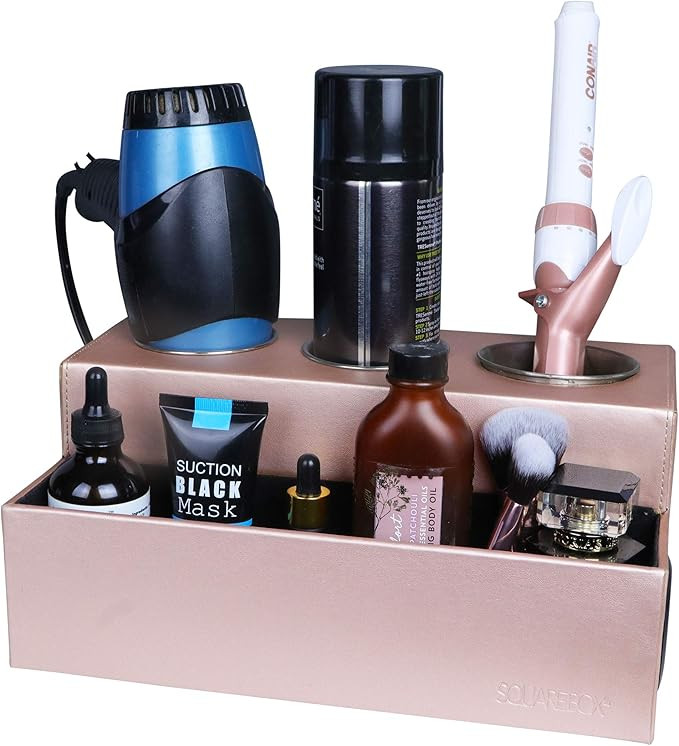 SQUAREBOX Rose Gold Hair Tool Organizer - Blow Dryer Holder - Curling Iron Holder - Flat Iron Hol... | Amazon (US)