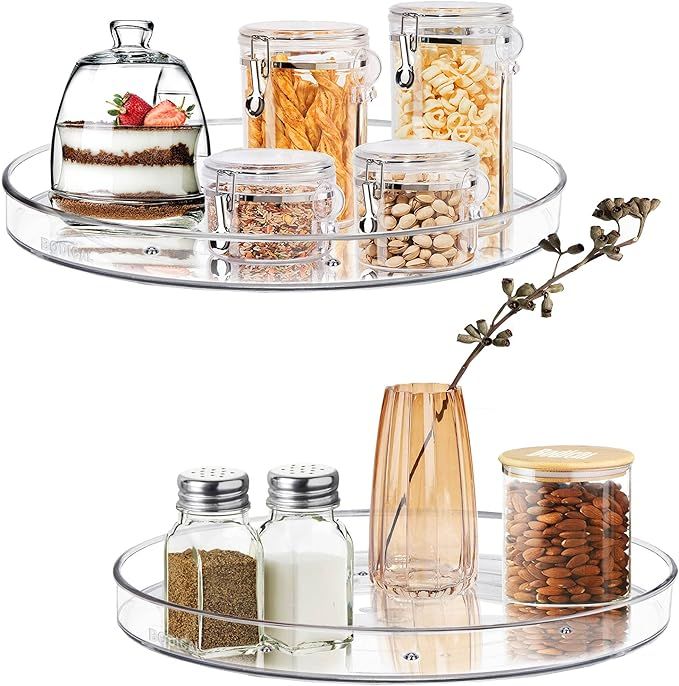 BodiCal 2 Pack Lazy Susan Organizer, 10.6" Clear Lazy Susan Turntable for Kitchen Cabinet, Lazy S... | Amazon (US)