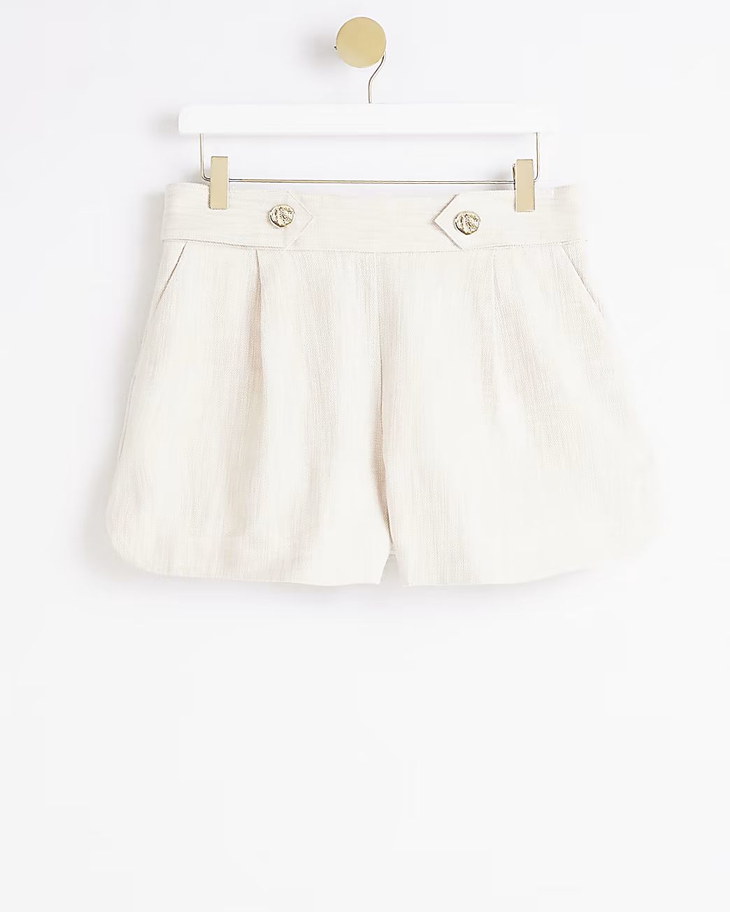 Beige button detail shorts with linen | River Island (UK & IE)